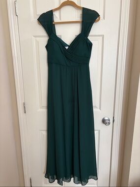 Birdy Grey Emerald Forest Maxi Dress with Draped Bodice Off-shoulder Sleeveless